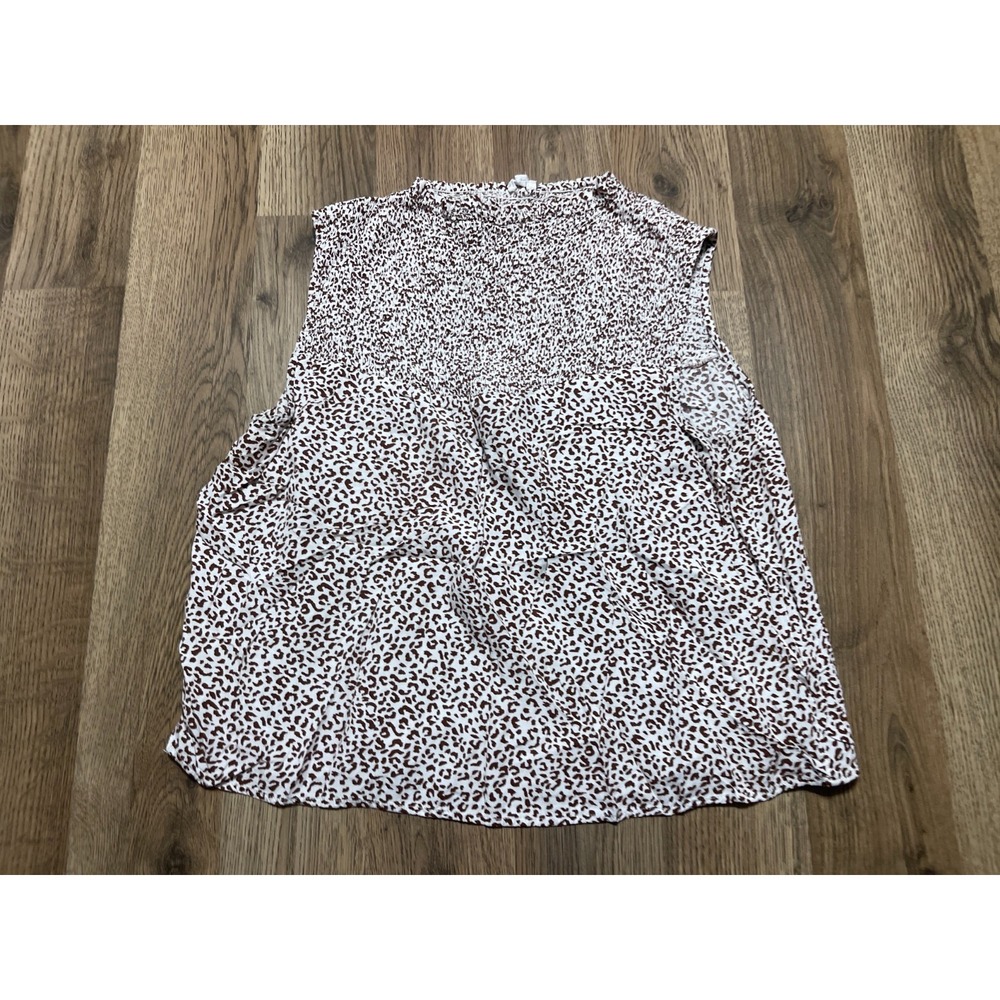 Lucca Tank Top, Women's Size Medium, Brown White, Animal print